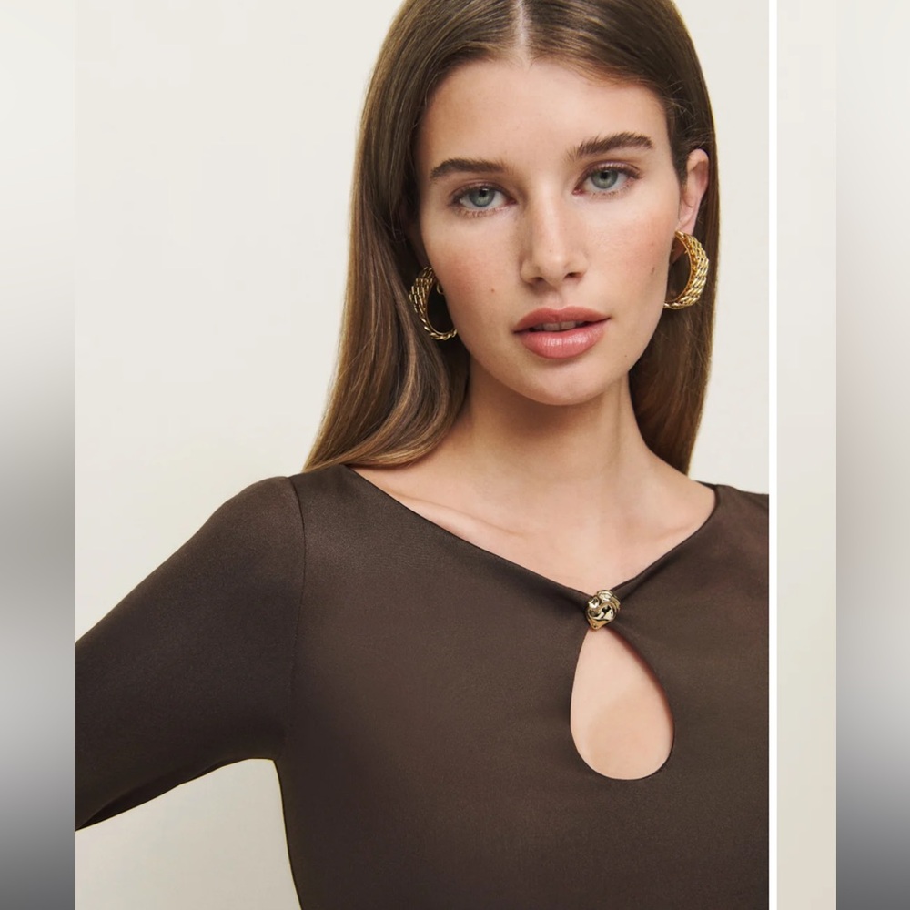 Reformation Audrey top in chocolate brown